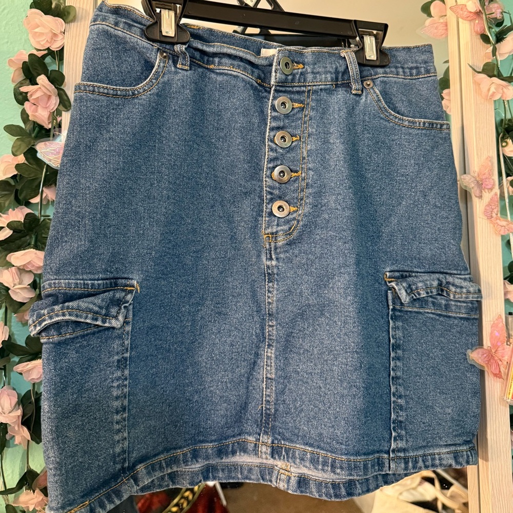 Love Tree Blue Denim Skirt Overall